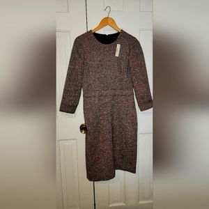J Crew Sheath Dress, Size 6, grey with bright pink